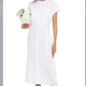 Joseph Womens white Isaac poplin SS 100% cotton midi dress 40 NWT